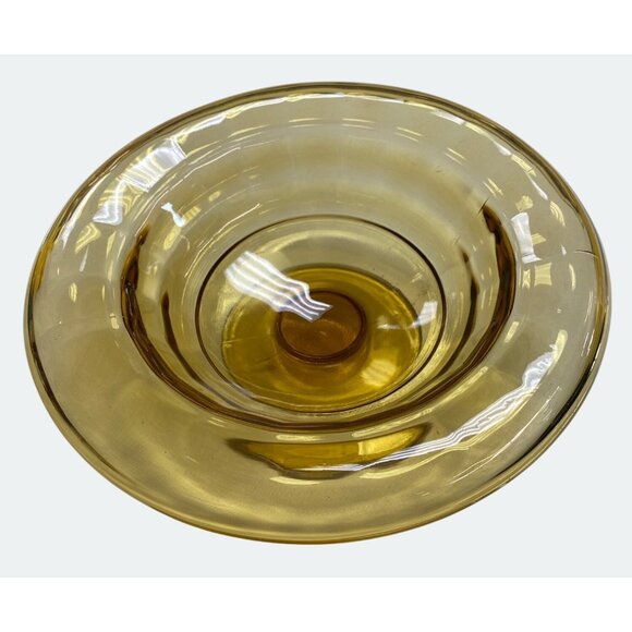 Vintage Amber Glass Compote Bowl / Dish With Elegant Pedestal Base For Home Deco - Picture 3 of 5